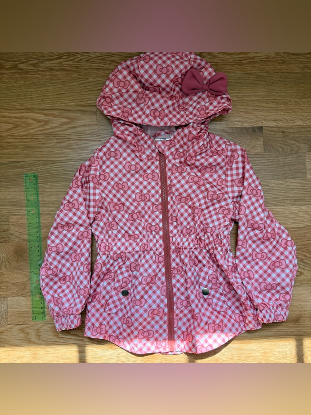 Hello Kitty Pink Gingham Hooded Jacket with Bow and Ears (size 6)